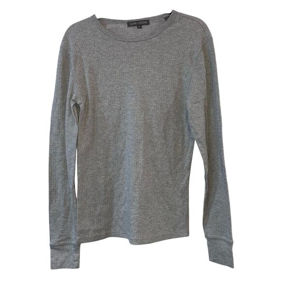 Slate & Stone Toby Ribbed Gray Long Sleeve Shirt - Picture 1 of 7